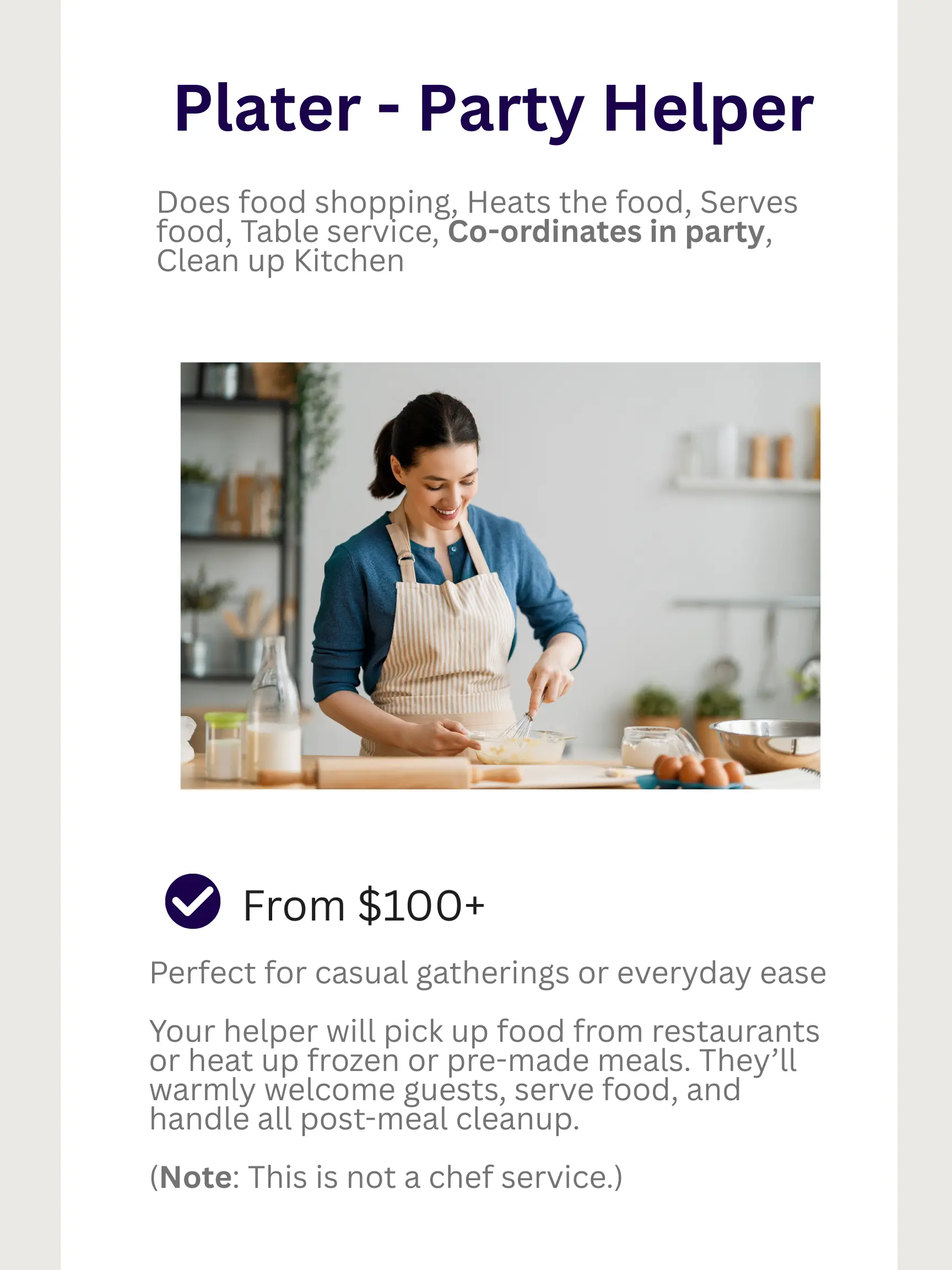 Plater party helper at home